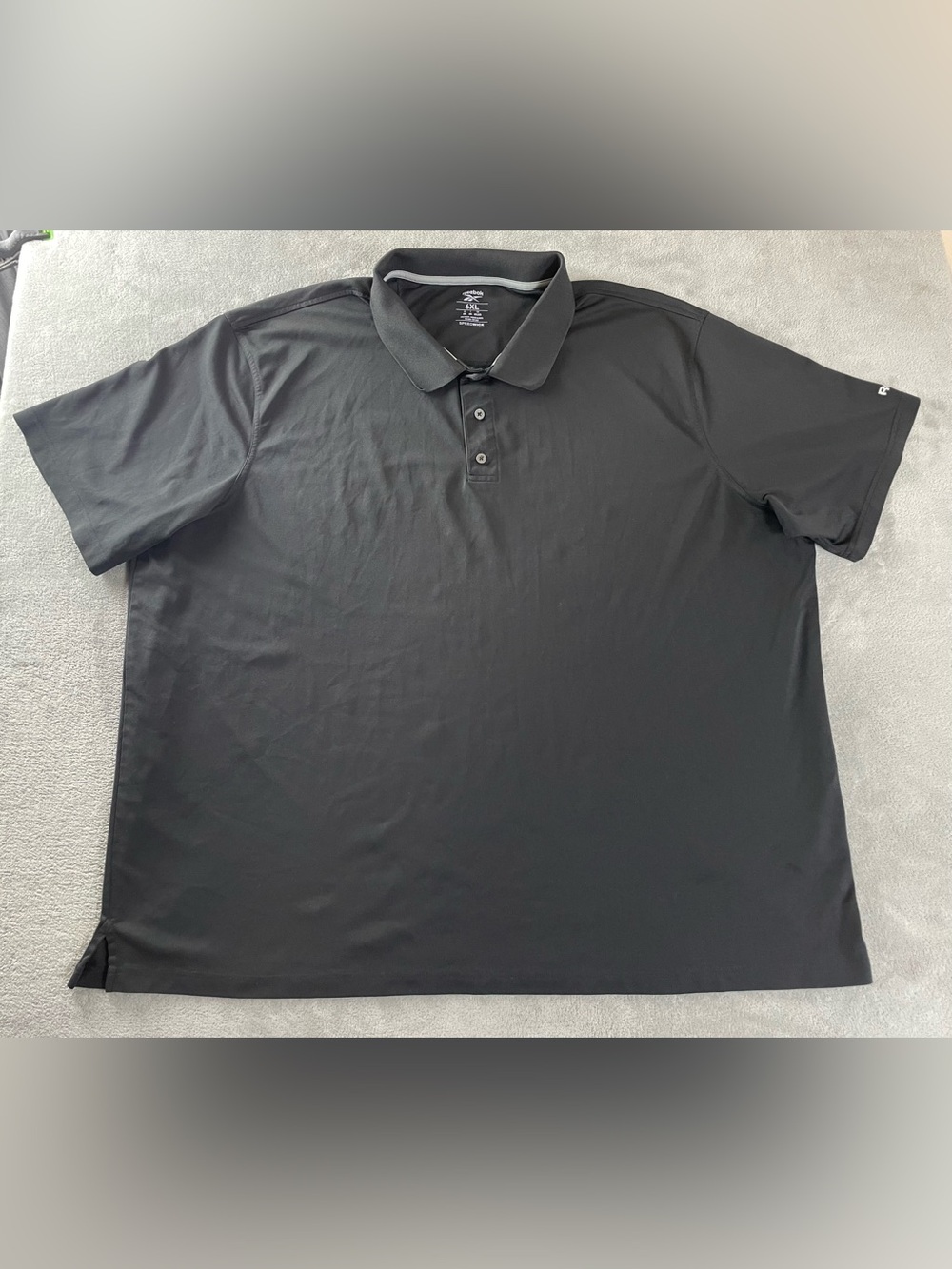 Reebok Polo Shirt Mens 6XL Black Speedwick Golf Performance •Collar Tips